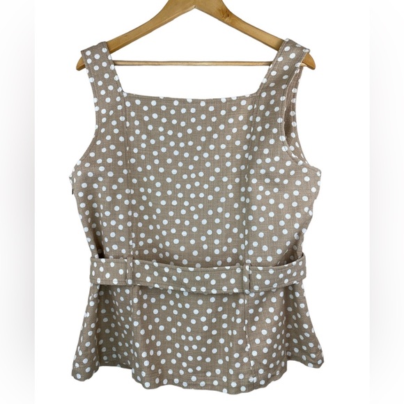 NWT Ann Taylor Dotted Belted Square Neck Shell Sleeveless Size XL - Picture 3 of 10